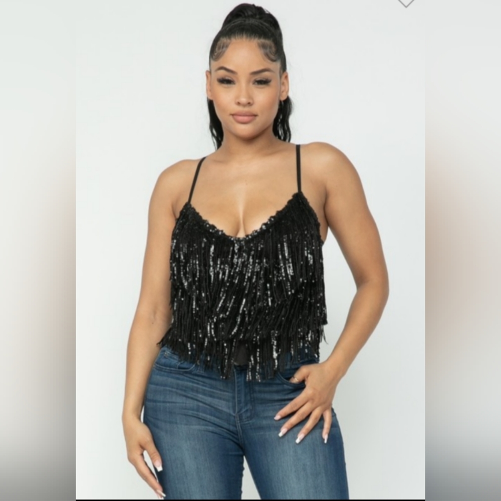 Sequin Fringe Top